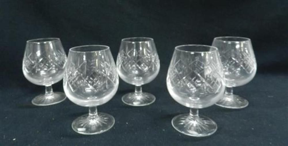 Stuart Crystal Brandy Glasses with Diamond Pattern Set of 5 British
