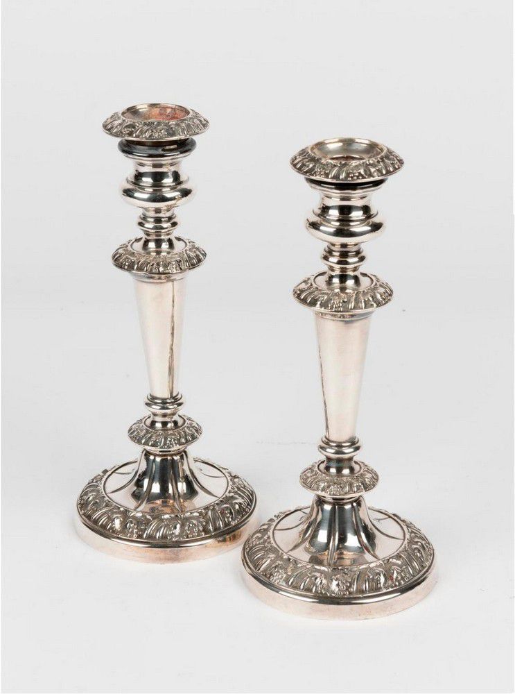 19th Century Silver Plate Candlesticks, 26cm High Candelabra