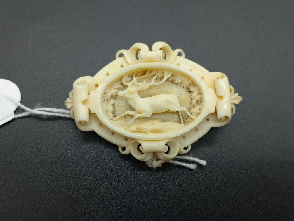 Carved Ivory Deer Brooch Brooches Jewellery