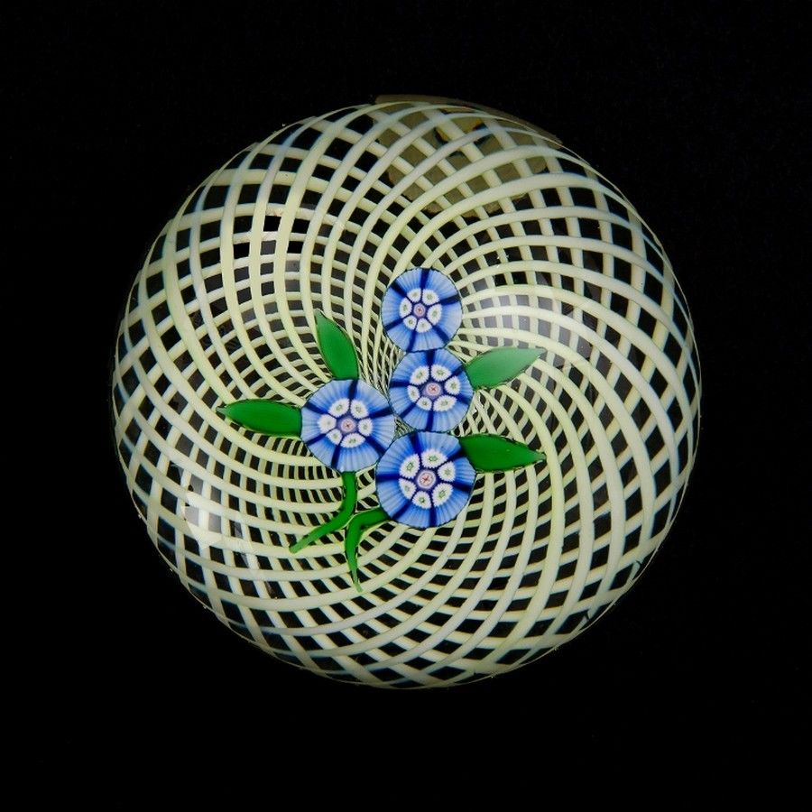 Scottish Millefiori Glass Paperweight with Pattern