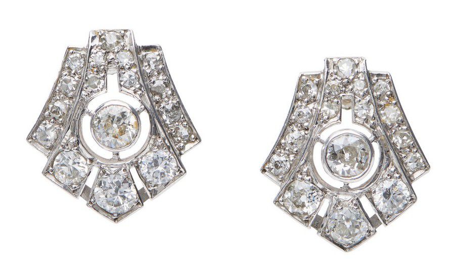 Art Deco Diamond Earrings in Platinum Earrings Jewellery