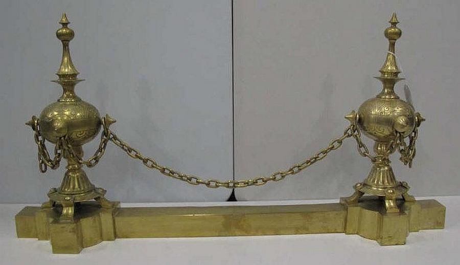 Antique brass fire fender, measures 85 cm x 44 cm Structural