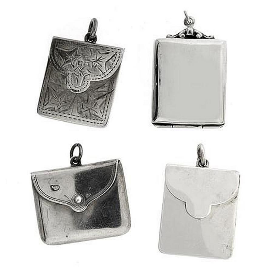 Sterling Silver Stamp Cases with Mini Tweezers (Set of 4) Stamp cases