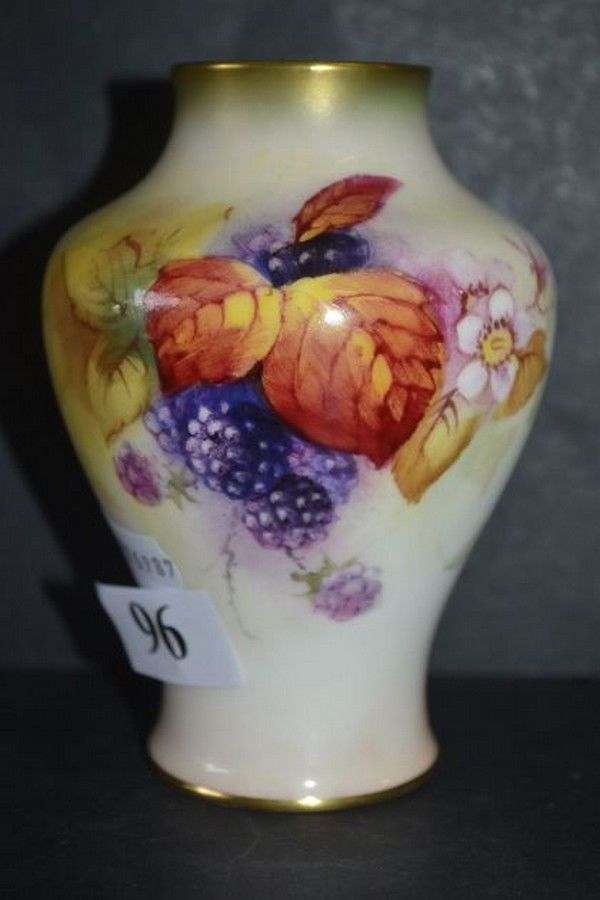 1952 Royal Worcester Vase with Leaves and Berries by M. Myer Royal