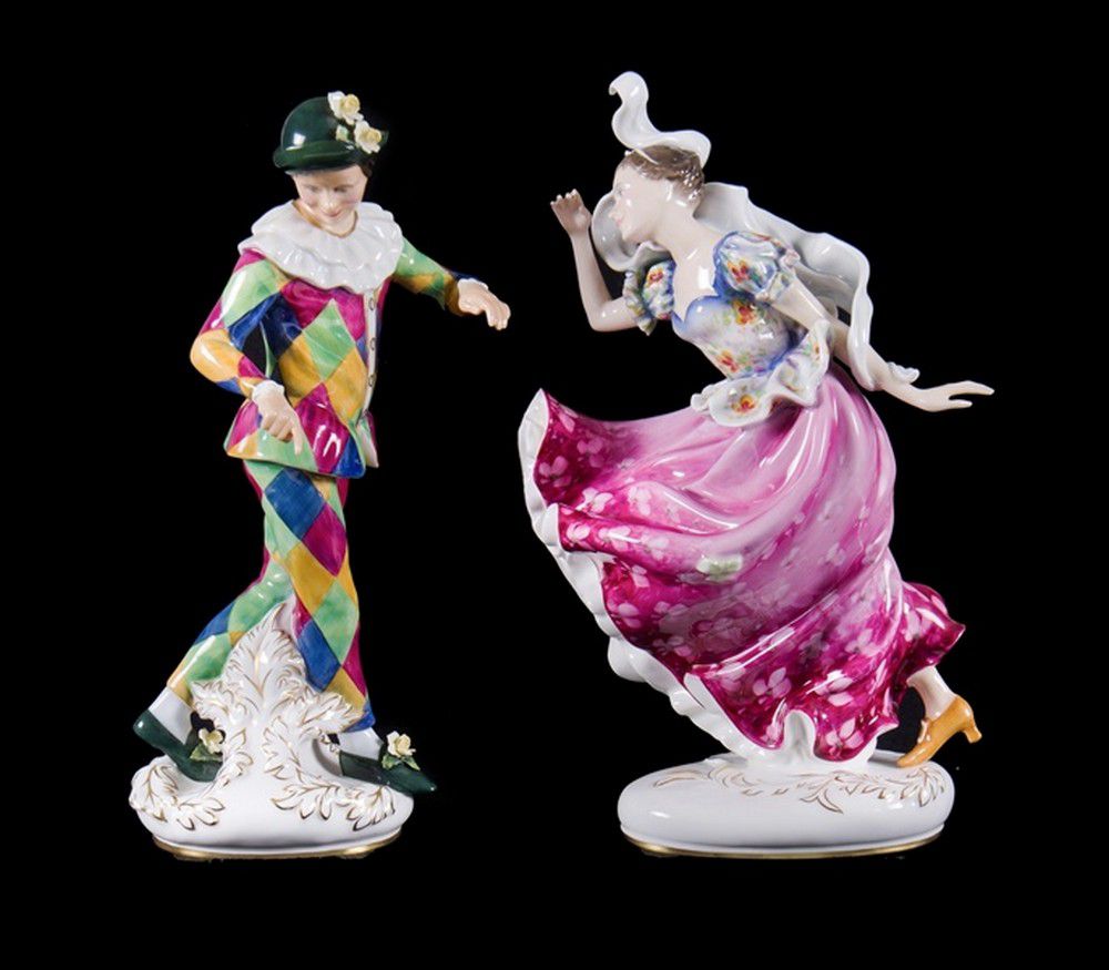 Harlequin and Columbine Figurines by Royal Doulton Royal Doulton