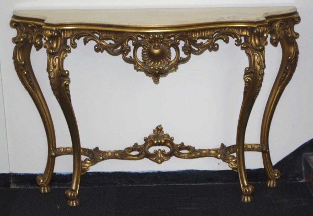 Rococo style marble top console table 139 cm wide, 38 cm deep,… Tables Console and Hall