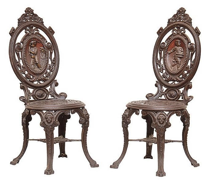 Coalbrookdale Cast Iron Garden Seats with Seasonal Medallions