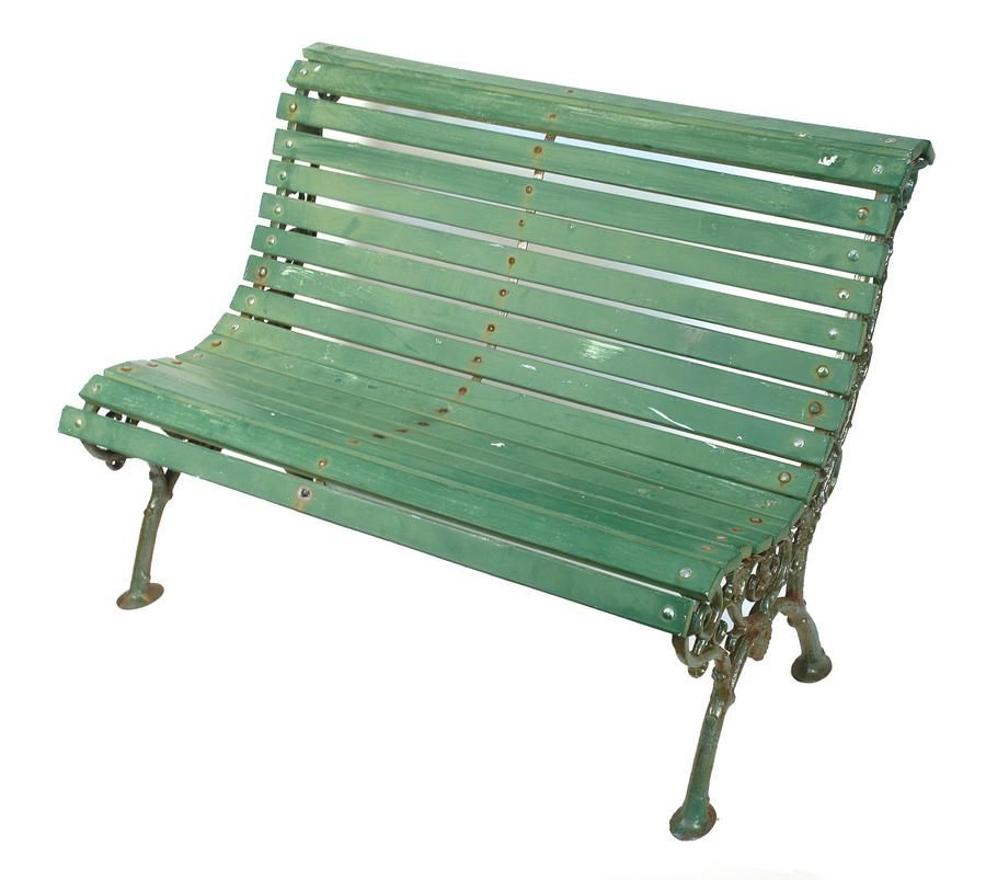 Green Garden Bench with Cast Iron Frame Decorative Garden Furniture