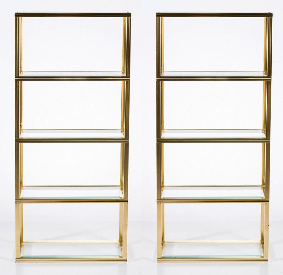 Pierre Vandel Rose Gold Shelving Units European Furniture Post 1950