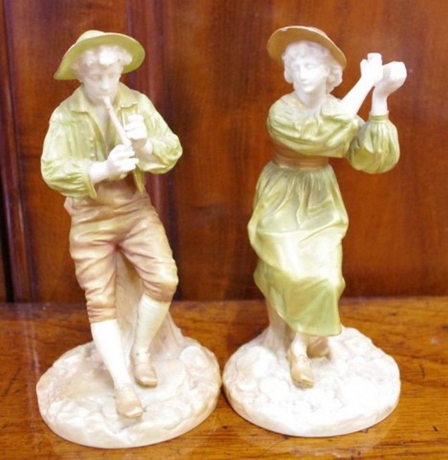 Royal Worcester Musician Figurines 16cm Height Royal Worcester