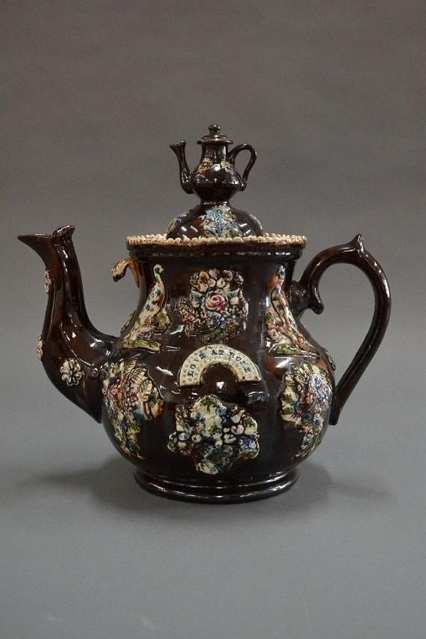 Measham Pottery Bargeware Teapot (32cm) Staffordshire Ceramics
