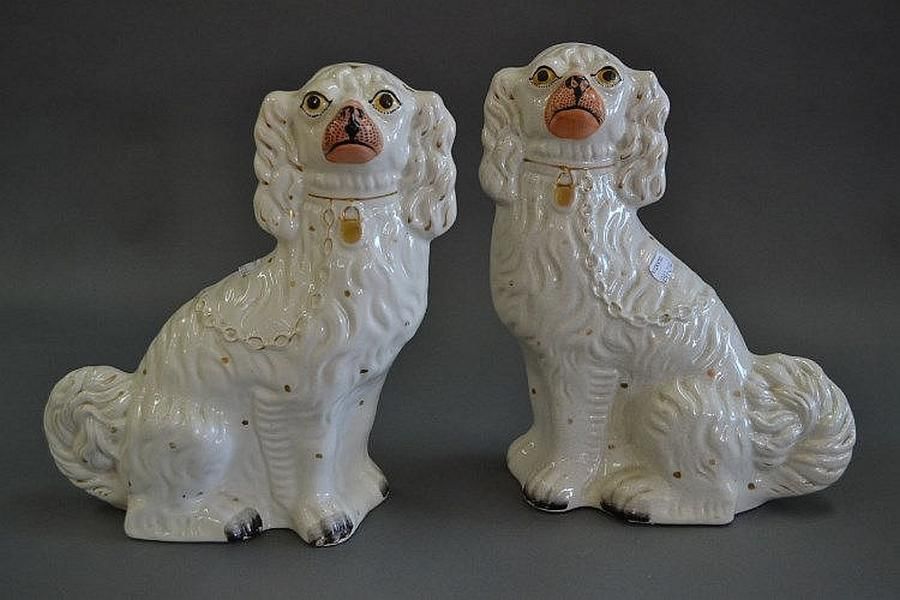 Antique Staffordshire Pottery Dogs 33 cm High Staffordshire Ceramics