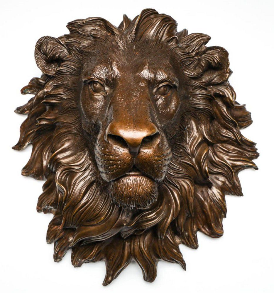 Bronze Lion Head Wall Mount Animals & Birds Sculpture/Statuary
