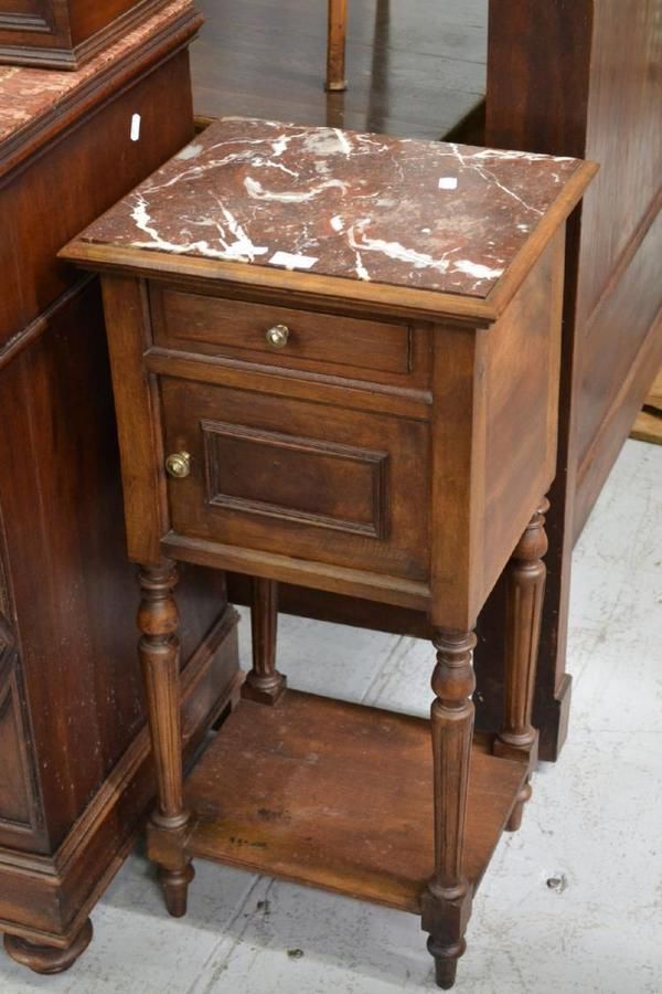 French Henri II Marble Nightstand 84cm High Bedside