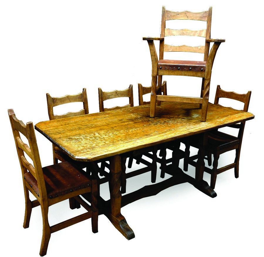 Adzed Rimu Refectory Table and Chairs Set New Zealand Furniture