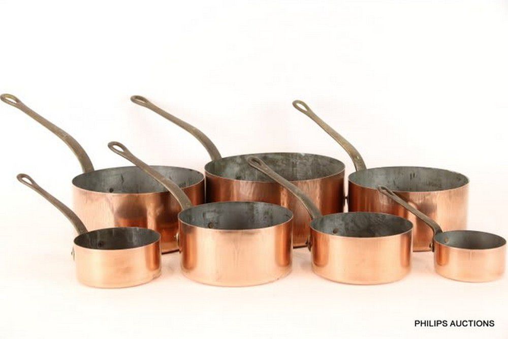 Vintage Copper Saucepan Set with Brass Handles Copper Metalware