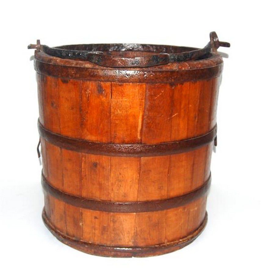 Wooden Panel Water Bucket with Handle 36x34cm Zother Small Wooden