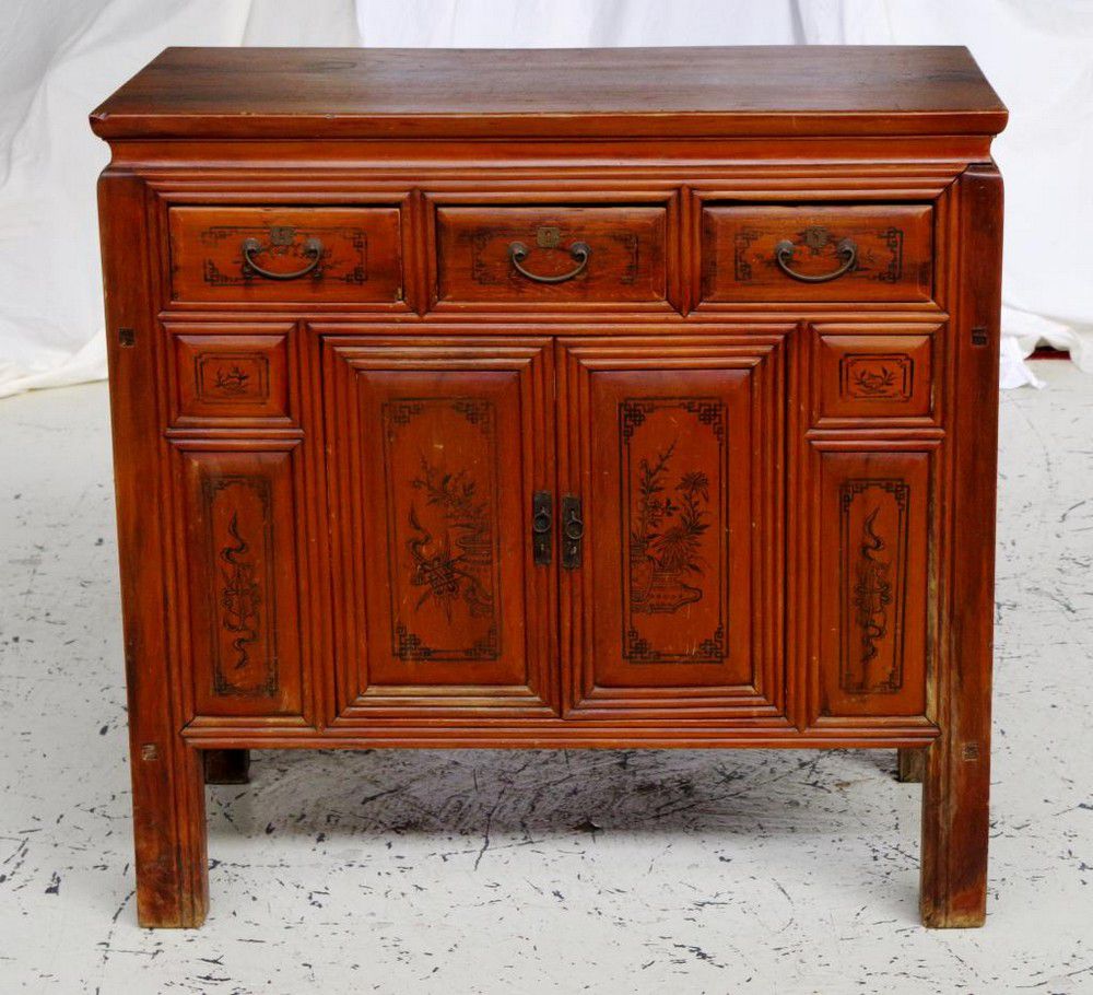 Chinese Storage Table with Drawers and Doors Furniture Oriental