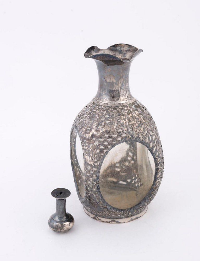 Chinese Silver Whisky Decanter, Early 20th Century Zother Oriental