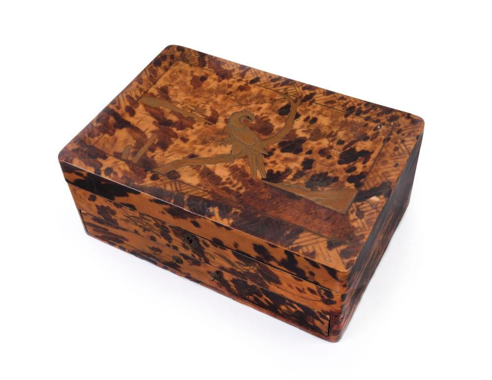 Meiji Period Japanese Tortoiseshell Lacquer Jewellery Box Zother