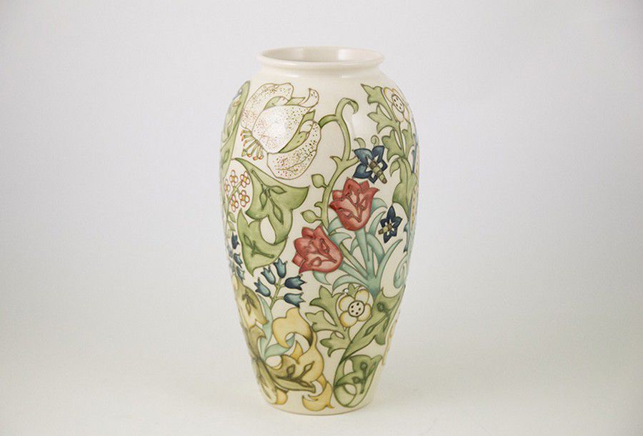 Gold Lily Moorcroft Vase, William Morris Design Moorcroft Ceramics