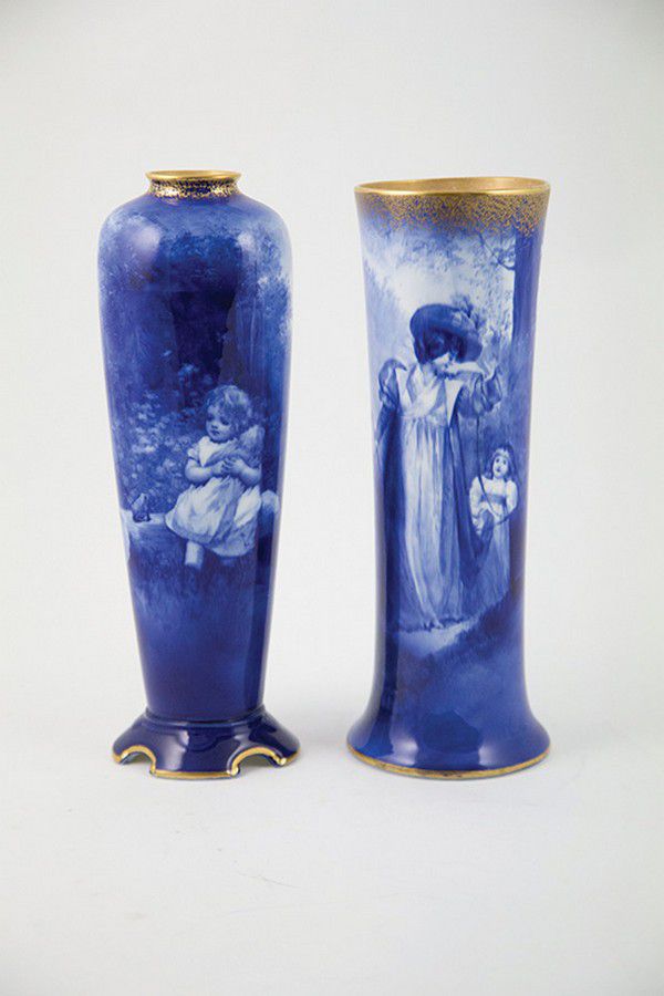 Blue & White Long Stem Vase by Royal Doulton Royal Doulton Ceramics