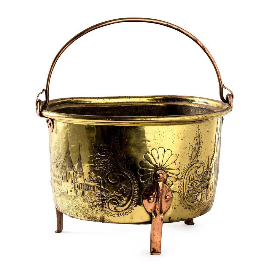 Brass and Copper Bucket, 28cm Copper Metalware