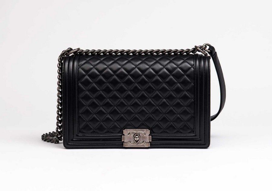 Chanel Boy Bag, Medium, Black with Ruthenium Hardware Handbags