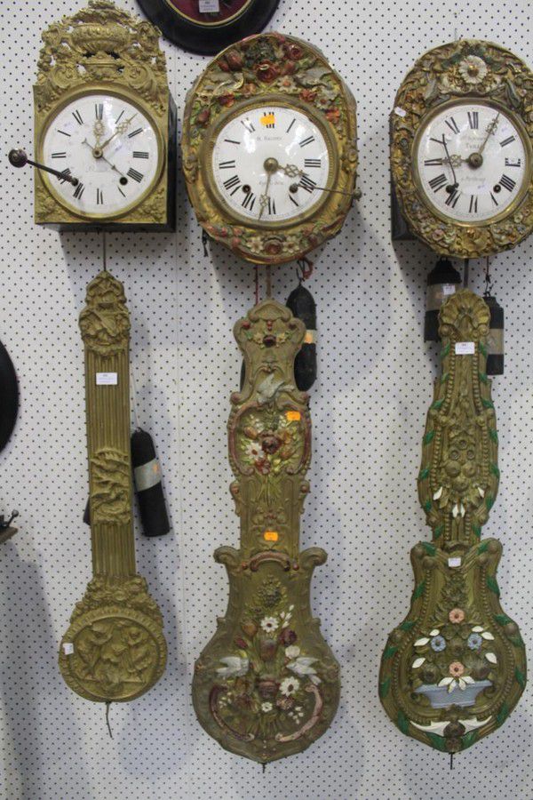 Antique French Comtoise Clock with Key and Pendulum Clocks Zother