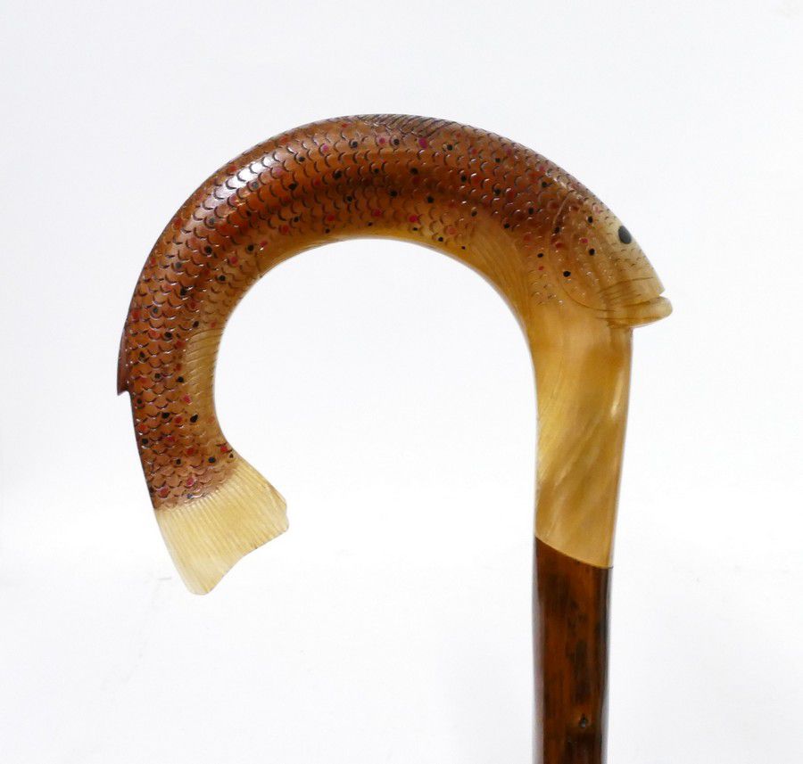 Trout Horn Handle Walking Stick Walking Sticks Costume & Dressing