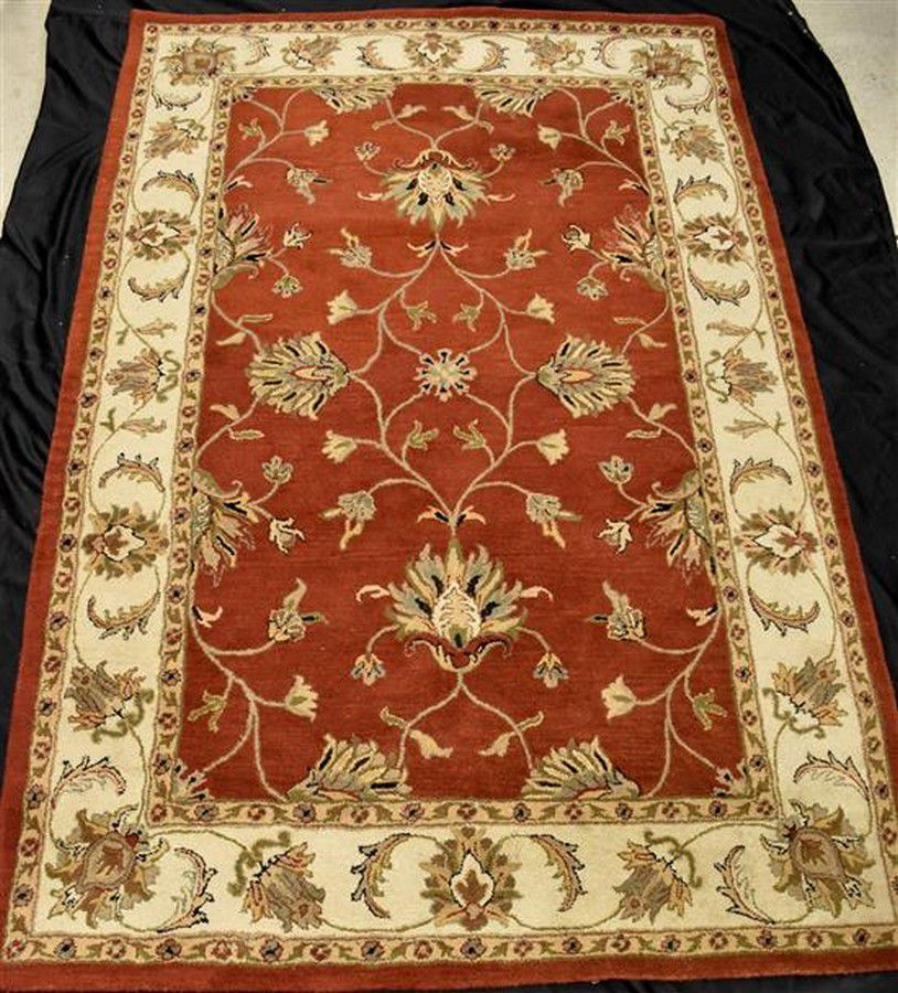 William Morris Rust Tufted Rug with Cream Border 200x300cm Rugs