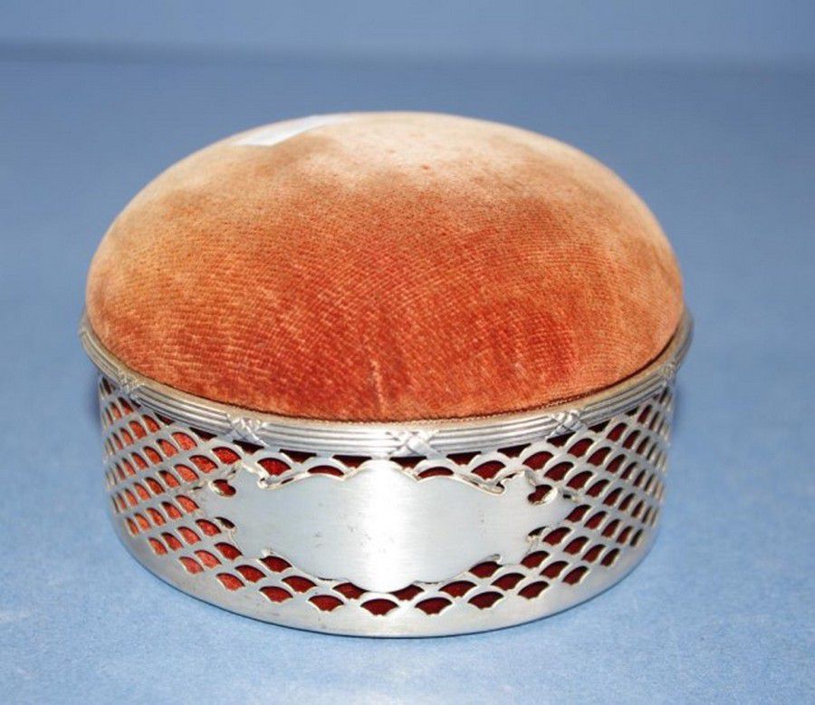 Sterling Silver Pin Cushion with Padded Insert Sewing Zother