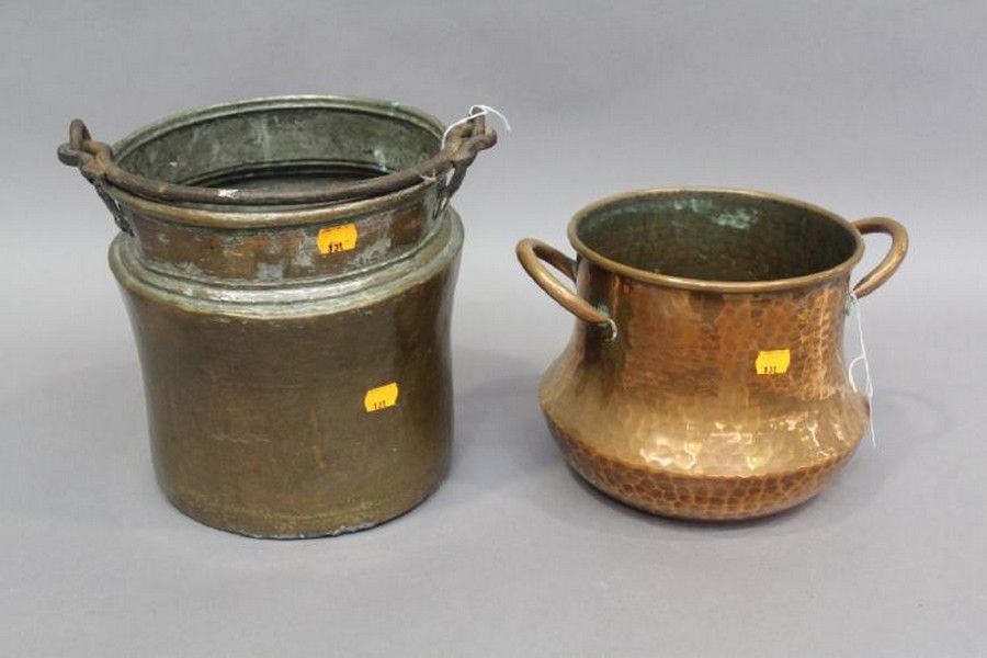 Antique French Copper Pots Twin and Swing Handle (2) Copper Metalware