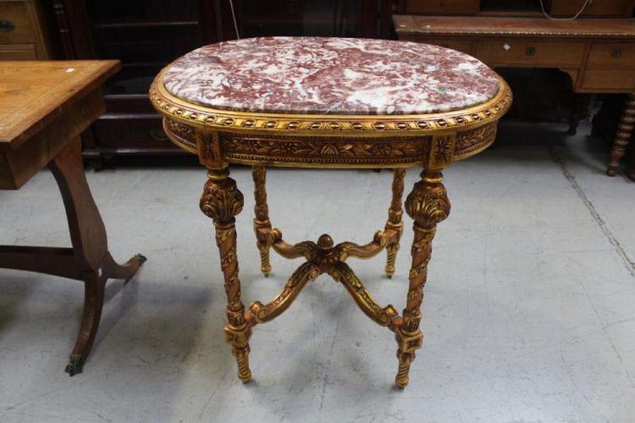 French Marble Centre Table with X Stretcher Legs Tables Centre, Loo