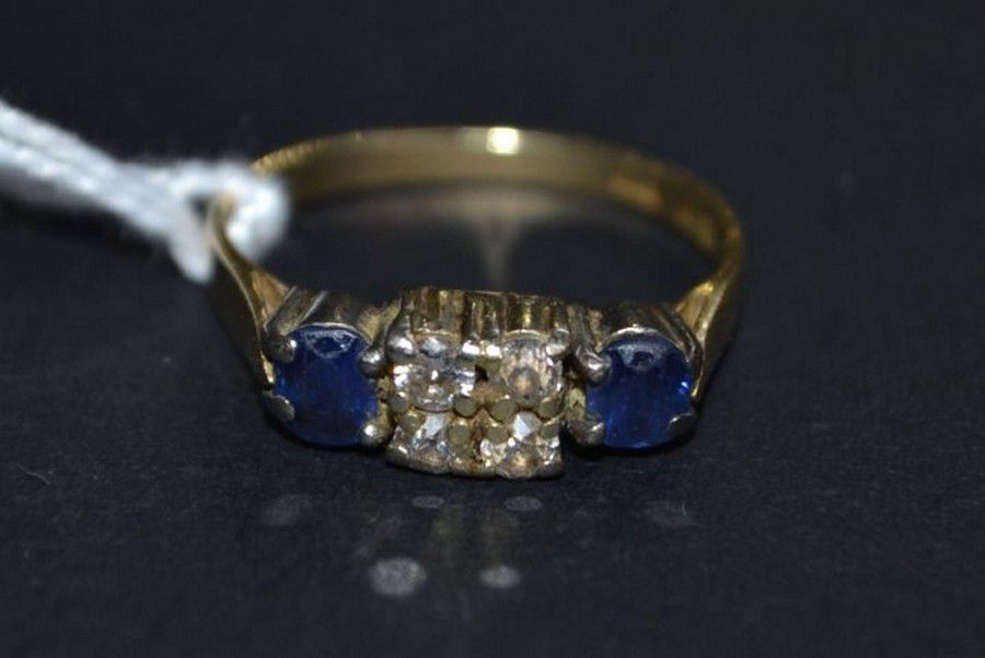 Gold Diamond & Sapphire Ladies Dress Ring Rings Jewellery