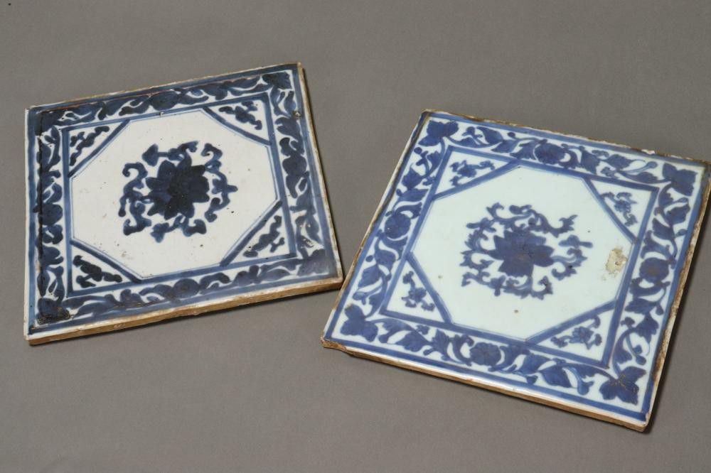 Ming Dynasty Blue and White Porcelain Tiles Ceramics Chinese Oriental