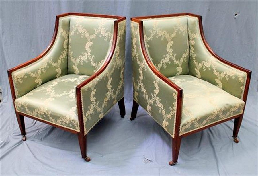 Green Silk Brocade Tub Chairs Seating Singles/Pairs/Threes of