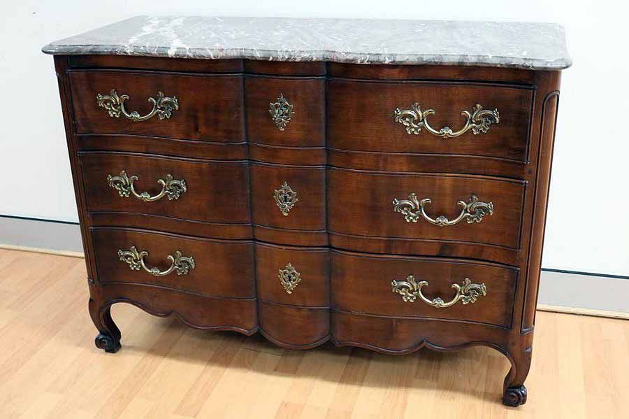 French Marble Top Commode with Three Drawers Chests of Drawers Furniture