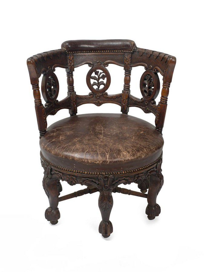 Victorian Floral Leather Reading Chair Seating Singles/Pairs/Threes