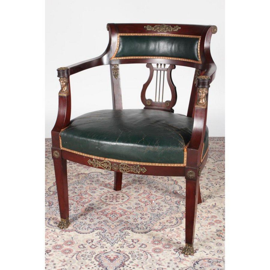French Empire Style Desk Chair with Ormolu Mounts Seating Singles
