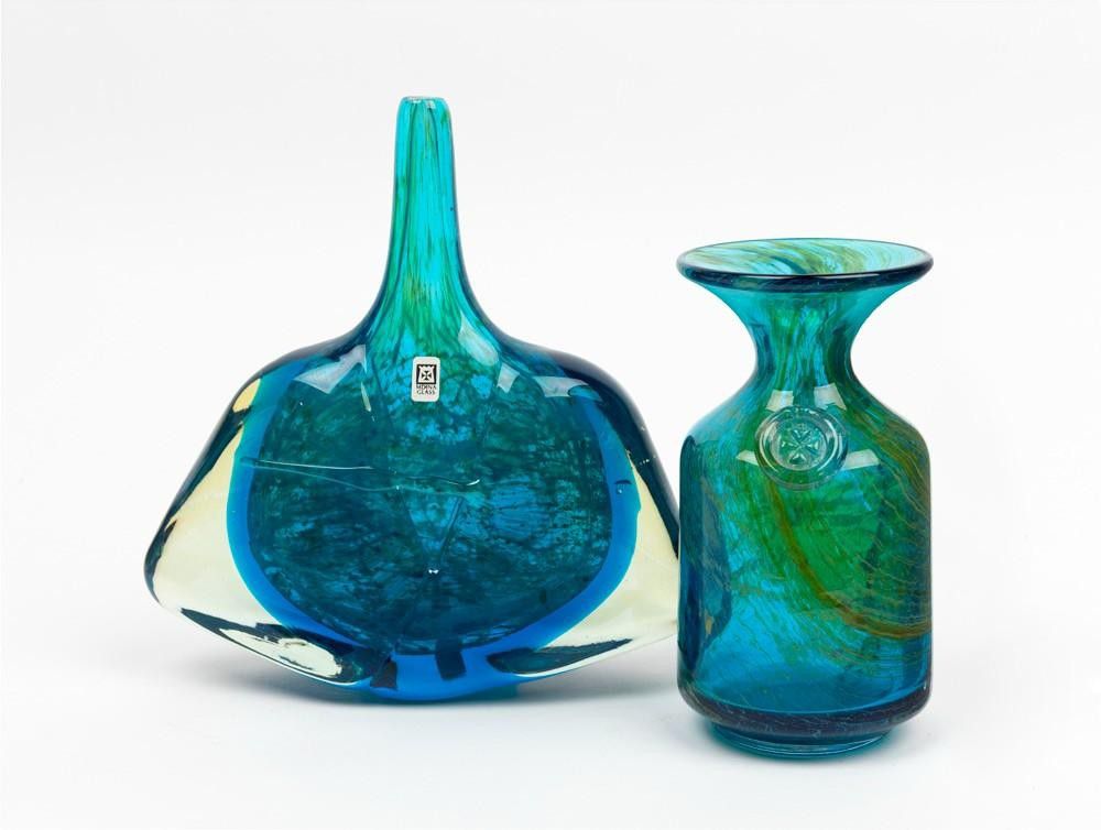 Pair of Mdina Studio Glass Vases, Malta, 1970 European Glass