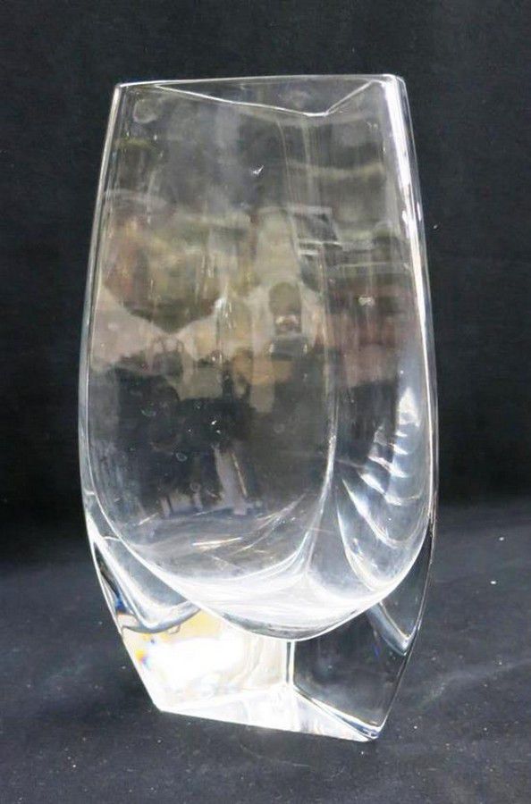 Sevres Crystal Triangular Vase 25cm Height French Glass