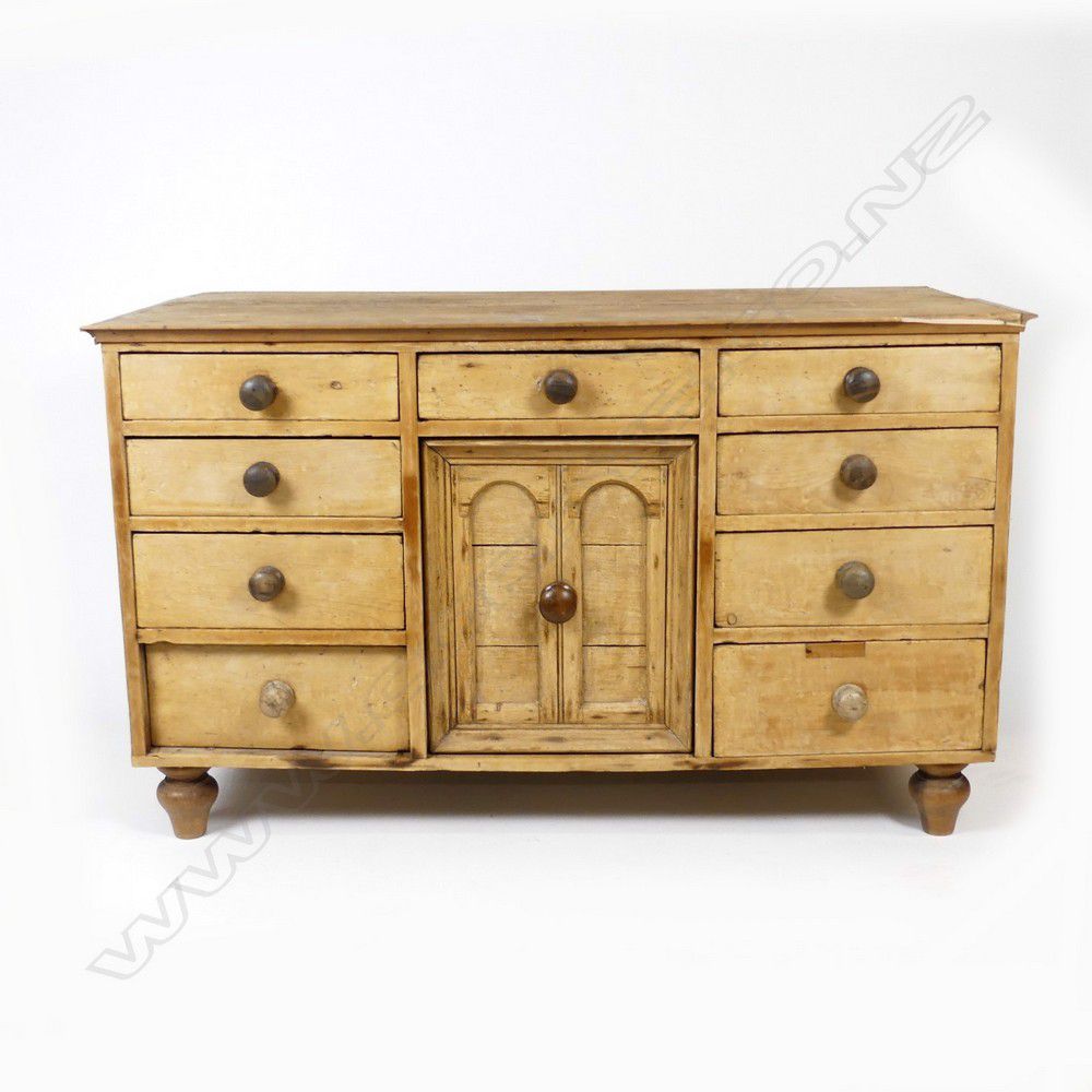 Victorian Pine Kitchen Dresser Base & Cupboards Storage
