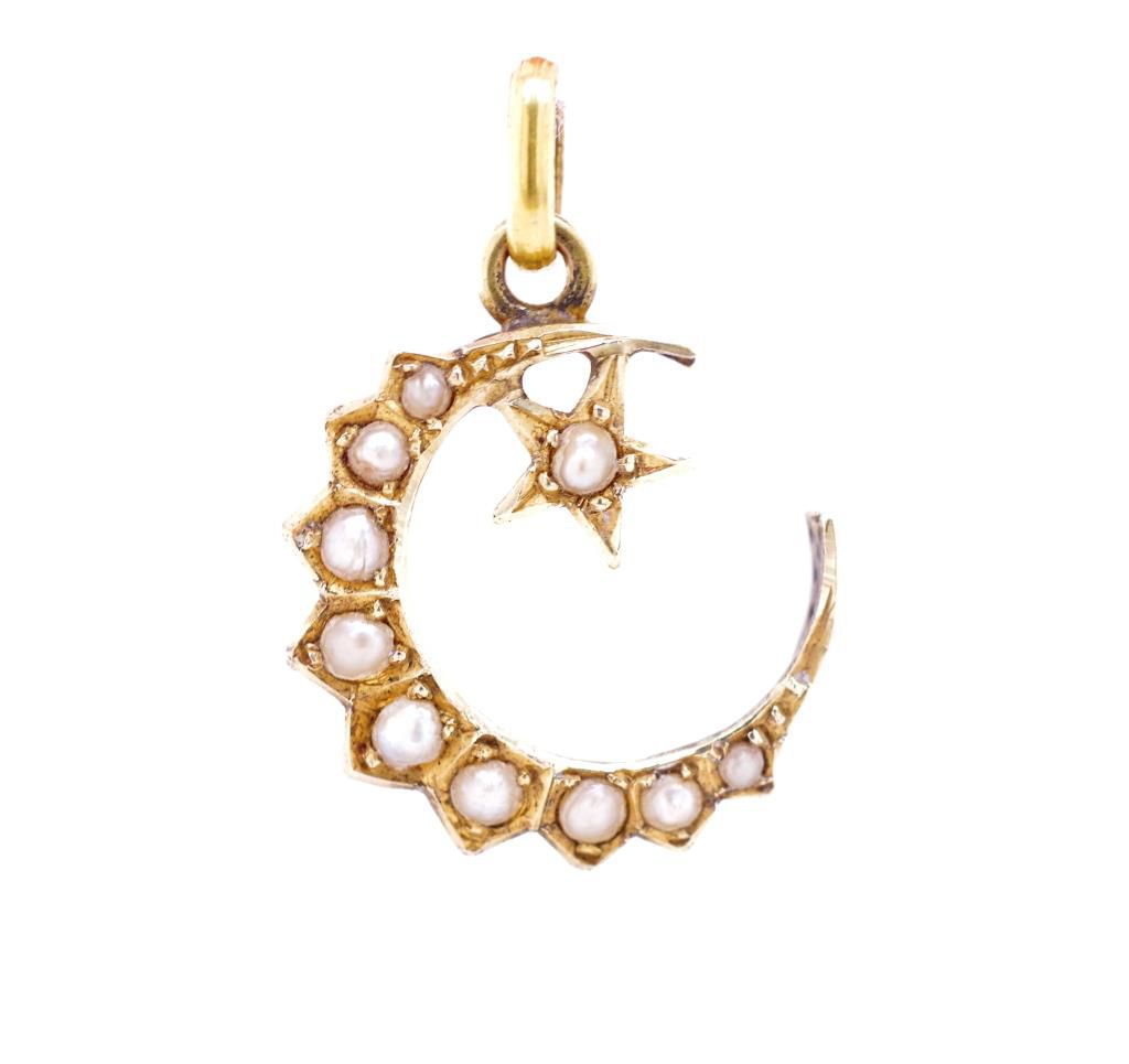 Australian 15ct Gold Seed Pearl Pendant, Duggin Melbourne Marked