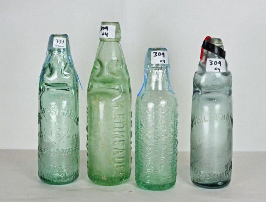 3 x Codd bottles and 1 Lamont i) the Westralian Aerated water L