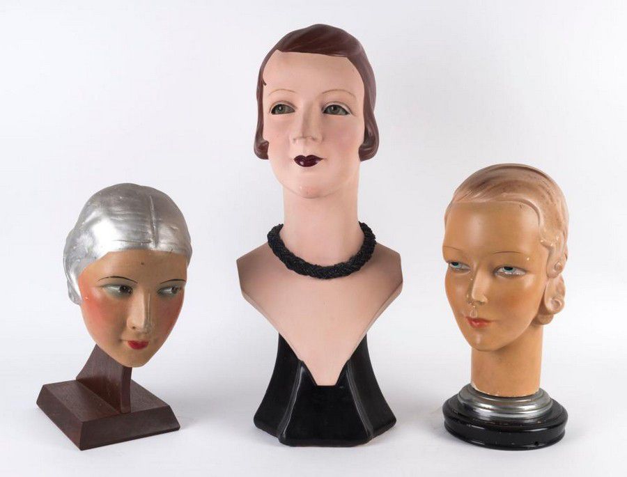 Art Deco Shop Display Busts Set of Three Mannequins Costume