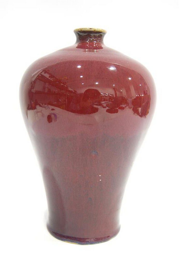 Qing Dynasty Oxblood Glazed Porcelain Vase Ceramics Chinese Oriental