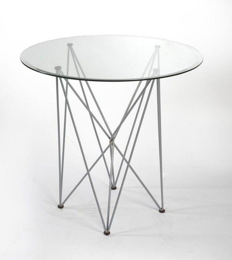 Circular Glass Side Table on Metal Base Australian Furniture Post