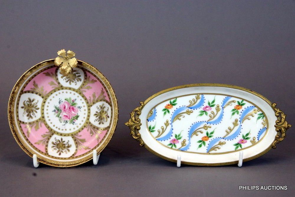 Limoges Porcelain Dishes with Gilt Metal Mounts Limoges Ceramics