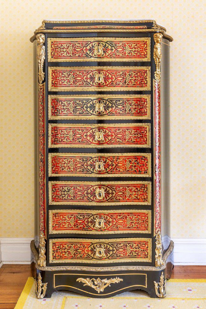 ScarlettBoulle GiltBronze Mounted Tall Chest of Drawers Chests of